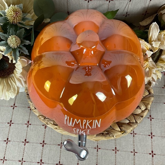 Rae Dunn Pumpkin Spice Drink Dispenser Iridescent Glossy Orange New Original Box - Picture 2 of 9
